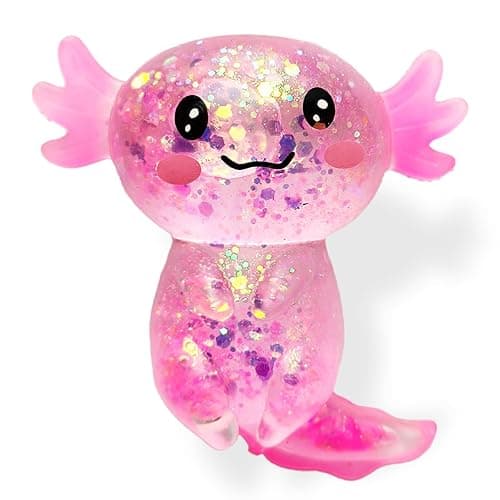 Axolotl Squishy Stress Relief Toy Glitter Fidget Toys Cute Malt Sugar Axolotl Toy Fidget Toys Adults Fidget Toy for Kids Youth Adult, Party Favors Anxiety Relief Squishy Toys(Pink) - Image 1