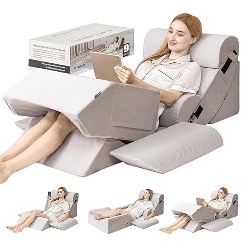9PCS Orthopedic Bed Wedge Pillow Set for After Surgery Recovery, Body Positioners for Back and Leg Pain Relief, Adjustable Memory Foam Comfort for Sitting up in Bed, Ideal for Adult Acid Reflux & GERD - Image 1