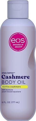 eos Cashmere Body Oil, Vanilla Cashmere, 24 Hour Moisture, Plant-Based Squalane to Soothe, Soften And Smooth Dry Skin, Body Oil, 6 fl oz - Image 1