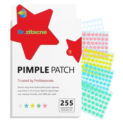 Dr. Zitacne Pimple Patches for Face, Star Hydrocolloid Acne Patches Professional 255 ct. 5 Colors & 5 Sizes(8/10/12/14/16mm) Suit Various Blemish, Cute Spot Stickers Invisible Zit Absorbing, Tea Tree - Image 1