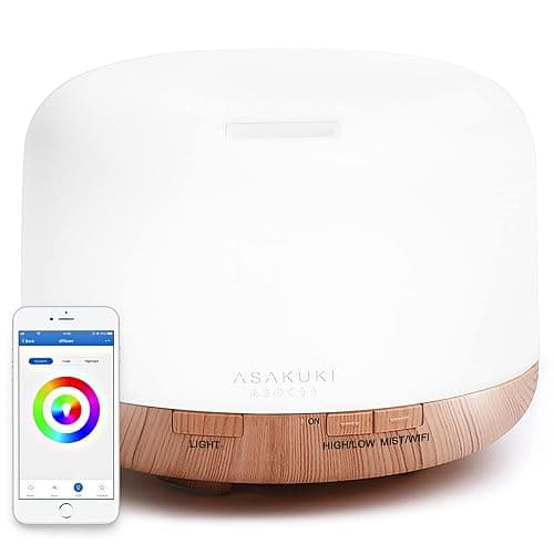 ASAKUKI Smart Wi-Fi Essential Oil Diffuser, App and Voice Control Compatible with Alexa, 500ml Aromatherapy Humidifier for Relaxing Atmosphere in Home Office Bedroom Gold - Image 1