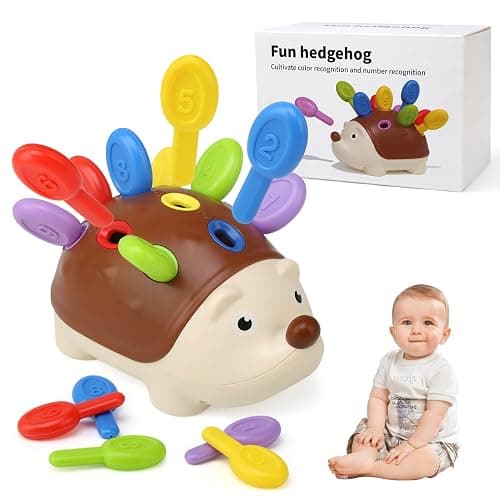 BelleStyle Steckspiel 18 Monate, Igel Montessori Spielzeug Baby, Motorikspielzeug Trainiert Hand Auge Koordination Kleinkind Lernspielzeug Geschenke für Kinder Jungen Mädchen ab 2 3 Jahr - Image 1