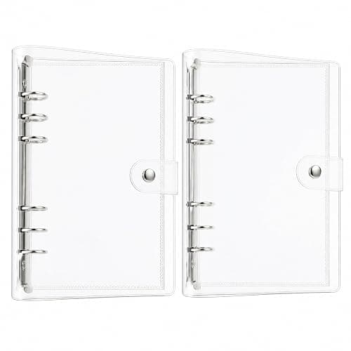 SHANGRLA 2 Pack Clear A5 Binders, Soft 6 Ring Refillable Planner Covers | Transparent Loose Leaf Notebook Shells Fit A5 6 Hole Refill Paper And Planner Inserts For Journals, Planning And Organization - Image 1