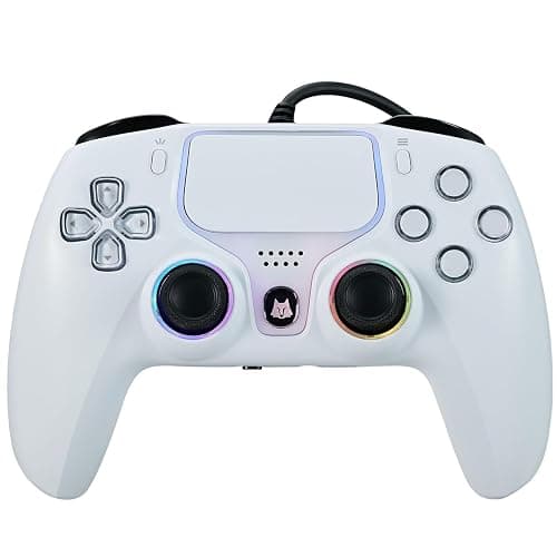 NBCP Wired PS5 Controller - Gaming Controller for PlayStation 5, PS4, PC/Steam, Turbo & Linear Hall-effect Trigger, Dual Vibration, 3.5mm Audio Jack - White - Image 1
