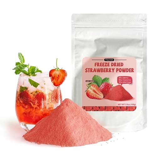 Fraunitsh Freeze Dried Strawberry Powder, 3.52oz/100g Natural Strawberry Powder Fruit Powder, Strawberries Powder Strawberries Source for Baking, Drinks, Flavoring, Smoothies, Beverages, No Sugar Added - Strawberry Powder - 3.5oz/100g - Image 1
