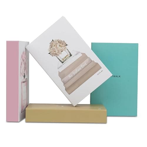 4 Pcs Decorative Books | Faux Blush Coffee Table & Shelf Decor | Empty Cardboard Boxes - No Pages Inside, They Do Not Open - Arrive Flat, You Fold Them in 2 Minutes, No Tools - Image 1