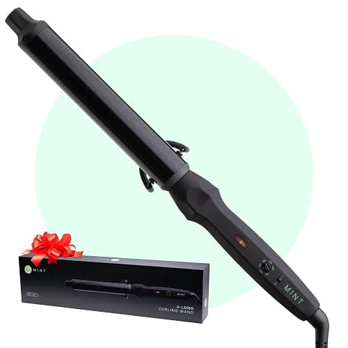 MINT Professional Clamp-Free Curling Wand 1 1/4 Inch for Long Hair | Extra Long Curl Wand with 4-Heater Ionic Ceramic Barrel | Best Curling Wands | Adjustable 230-430°F | Worldwide Dual Voltage - Image 1