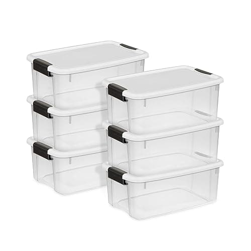 Sterilite 6-Pack Ultra Latching Box, Storage Bins with Lids, Clear Plastic, 18 Quart - Heavy-Duty Organizing Containers for Closet, Bathroom, and Office - Image 1