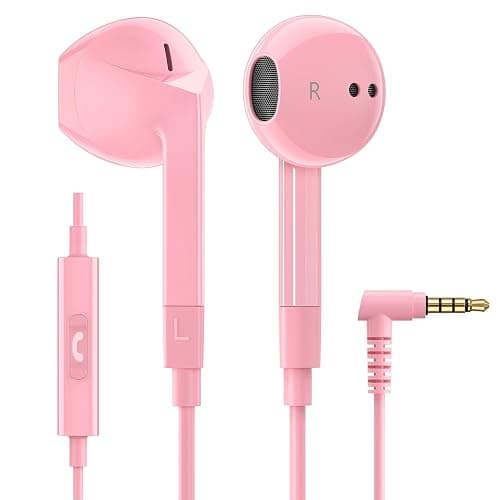 LUDOS FEROX Wired Earbuds in-Ear Headphones, 5 Years Warranty, Earphones with Microphone, Noise Isolation Corded for 3.5mm Jack Ear Buds for iPhone, Samsung, Laptop, Kids, School Students - Pink - Image 1