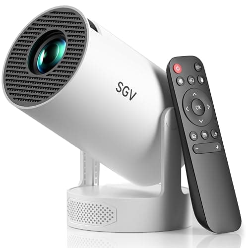 SGV Smart Mini Projector for Bedroom, 4K Support, Portable Outdoor Projector with Android 12, WiFi and Bluetooth 5.2, Auto Keystone, for Home Theater Outdoor Movie - Image 1
