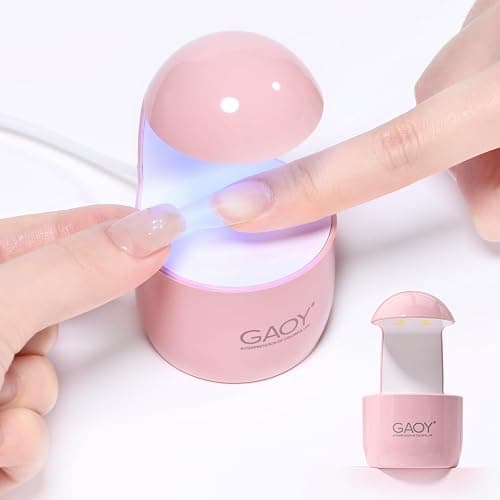GAOY Mini UV Light for Gel Nails, Small Nail Cure Light, Eggshell LED Nail Lamp, USB Nail Dryer for Fast Curing, Pink - Image 1