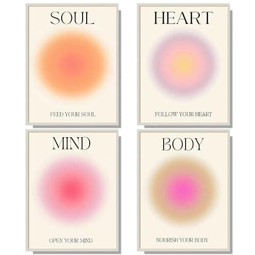 NCYEL 4 colorful abstract halo posters angel number positive energy inspirational language inspirational wall art bedroom girls room pink decoration living room bedroom apartment hotel dormitory 8x10 - Image 1