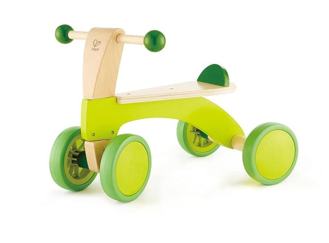 Hape Scoot Around Ride On Wood Bike | Award Winning Four Wheeled Wooden Push Balance Bike Toy for Toddlers with Rubberized Wheels, Bright Green - Image 1