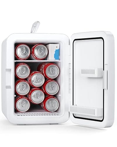 Antarctic Star Compact Mini Fridge, 10L Portable Small Refrigerator, 2.6 Gal Desktop Fridge with AC/DC Adapters, Small Cosmetics Cooler for Beverage, Food, Makeup, Bedroom, Office, Dorm, White - Image 1