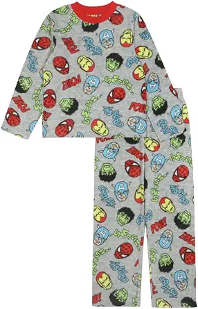 Marvel Boys' 2-Piece Loose-fit Set, Superhero Pajamas, Soft & Cute for Kids, Major Heroes 2, 6 - Image 1