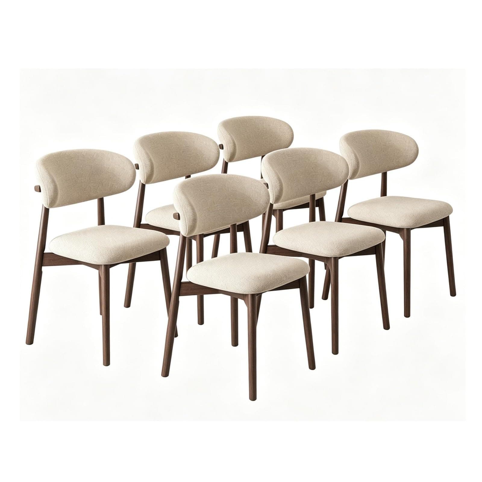 Set med 2/4/6 moderna matstolar, stoppade med sittkudde i linne och massiv träram, för matsal, kök, kontor, sovrum valnöt, 6 - Image 1