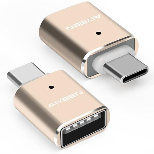 USB C to USB Adapter(2 Pack), USB C Male to USB 3.0 Female Adapter OTG Converter Compatible with MacBook Pro 2019/2018/2017,MacBook Air 2018 and More Type-C Devices, Gold - Image 1