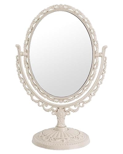 XPXKJ Vintage Vanity Mirror Shabby Chic Decor | 360° Rotating Double-Sided Table Makeup Mirror with Stand Bedroom Decoration Perfect for Tabletop, Desk, or Makeup Station - Image 1