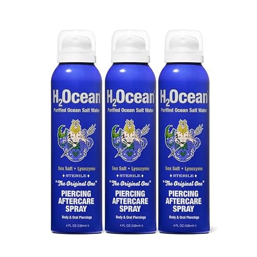 H2Ocean Piercing Aftercare Spray and Keloid Bump Removal– Sea Salt Spray for Body and Facial Piercings– Ear, Nose,Navel,Oral & Body Piercing Cleaner, Aftercare Solution for New Piercings–4oz,Pack of 3 - Image 1