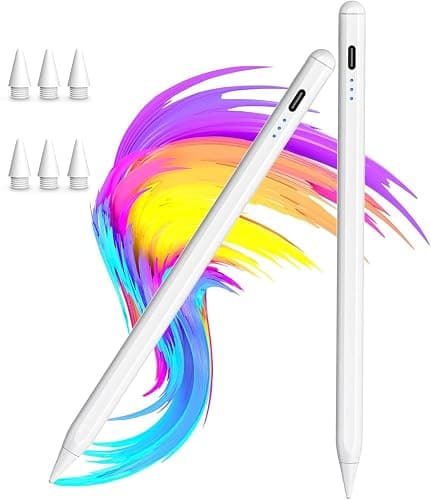 【2Pack】 Stylus Pen for Apple iPad 2018-2025 A16 11/10/9/8/7/6,iPad mini A17 Pro/6/5,iPad Air M3/M2 11"/13"/5/4/3,iPad Pro M5/M4 13"/12.9"/11" USB-C Fast Charging Pencil,Pixel-Perfect Tilt Sensitivity - Image 1