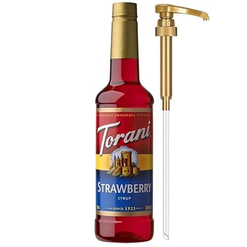 Torani Strawberry Syrup for Drinks, Flavoring for Iced Tea, Lemonade, and Sodas, Pump Included, 25.4 Oz - Image 1