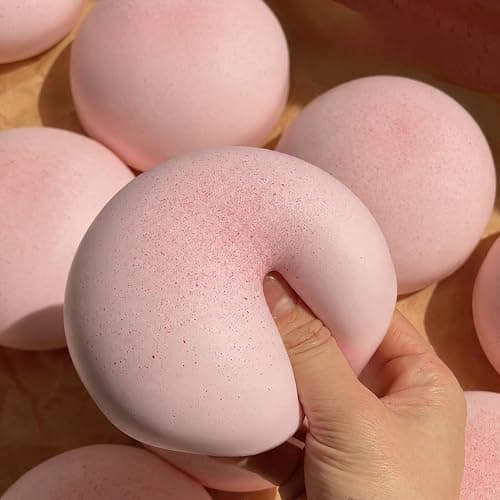 Sticky Bread Squishy Fidget Toys,Foam Cheese Slow Rising Squeeze Toy,Realistic Food Moist and Soft Stress Balls,Sensory Stress Relief & Fidget Toys for ADHD,Party Favor Gift (Pink) - Image 1