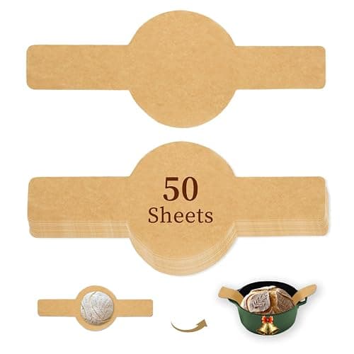 Parchment Bread Sling for Dutch Oven, BlissBoard Disposable Bread Baking Mat with Long Handles, 50 Pcs Unbleached Parchment Paper for Air Fryer, Sourdough Transfer - Image 1
