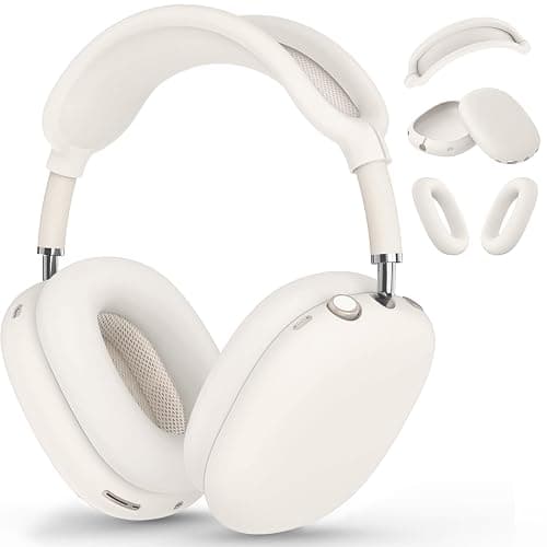 Silicone Case Cover for AirPods Max, Ear Pad Case Cover/Ear Cups Cover/Headband Cover for AirPods Max Headphones, Accessories Soft Silicone Protector for Apple AirPods Max New USB-C (2024) (Beige) - Image 1