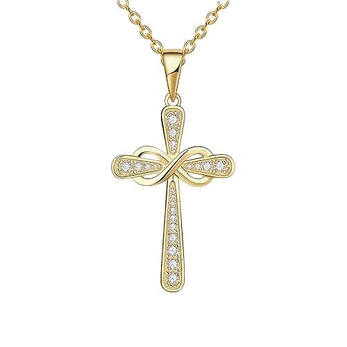 BBXBD Stainless steel Cubic Zirconia Cross Necklace for Women Pendant with Chain 16"/18"+2" Perfect Jewelry Gifts for Birthday Christmas Mothers Day Wedding - Image 1