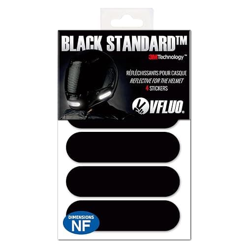 VFLUO - Kit 4 Bandes Stickers Noirs Rétro Réfléchissants pour Casque Moto - Autocollants Homologués Dimensions FR - Haute Visibilité, Technologie 3M™ - Discret et Design - Adhérence maximale - Image 1