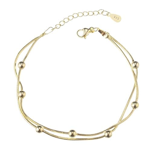 14K White Gold Plated Link Bracelet for Women Heart Star Round Beaded Charms Dainty Chain Simple Jewelry Gifts - Image 1