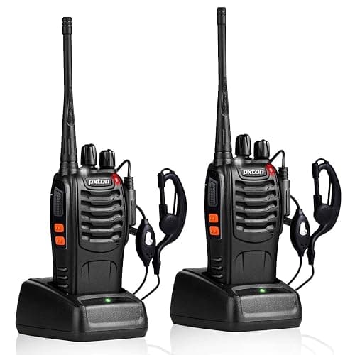 pxton Walkie Talkies Rechargeable Long Range Two-Way Radios with Earpieces,2-Way Radios UHF Handheld Transceiver Walky Talky with Flashlight Li-ion Battery and Charger(2 Pack) - Image 1