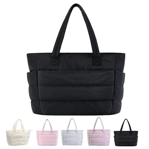 EEJBYTDI Puffer Travel Tote, Quilted Puffer Tote Bag for Women Large SizeLightweight Puffy Tote Bag with Compartments - Image 1