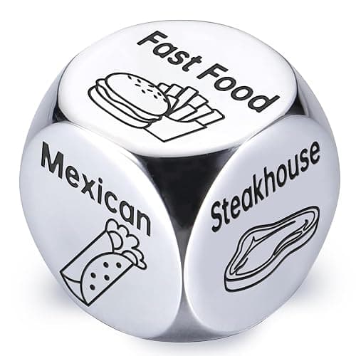 Stocking Stuffers for Men Women Adults: Steel Food Decision Dice Funny Gifts for Him Her Couple Girlfriend Boyfriend Husband Wife Christmas Anniversary Valentines Birthday Wedding Fathers Day - Image 1