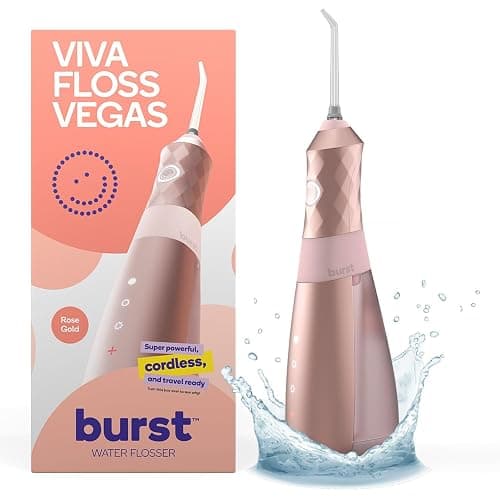 Burst Electric Water Flosser for Teeth Cleaning (3 Modes/Rose Gold) | Cordless | Plaque Removal Between Braces & Dental Work | Portable Floss | Refillable 110mL Tank - Image 1