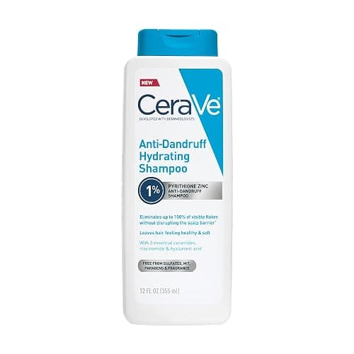 CeraVe Hydrating Anti Dandruff Shampoo, 1% Pyrithione Zinc Dandruff Treatment With Ceramides, Niacinamide & Hyaluronic Acid, Helps Eliminate Flakes & Provides Itchy Scalp Relief, Sulfate Free, 12 Oz - Image 1