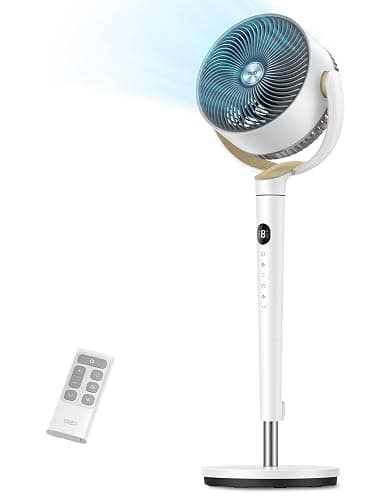 DREO Fan for Bedroom, 120° Oscillating Standing Fan, Quiet Pedestal Fan with DC Motor, 9 Speeds, 4 modes, 20dB, 120° Manual Vertical, 37-42" Adjustable Height, 9H Timer, White - Image 1