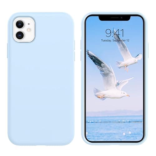 GUAGUA Compatible for iPhone 11 Case, iPhone 11 Liquid Silicone Phone Case, Slim Soft Thin Microfiber Lining Cushion Texture Cover Shockproof Protective Phone Case for iPhone 11 6.1'', Light Blue - Light Blue - Image 1