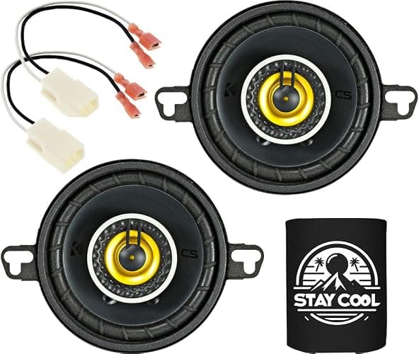 KICKER Speakers 3.5 inch for Chrysler 200 (w/Alpine Amp) 2015-2017 Upgrade Kit - Pair of CS Series with Harness, Coaxial 3 1/2 Car Audio Rear Door Speaker CSC35, 46CSC354 - Image 1