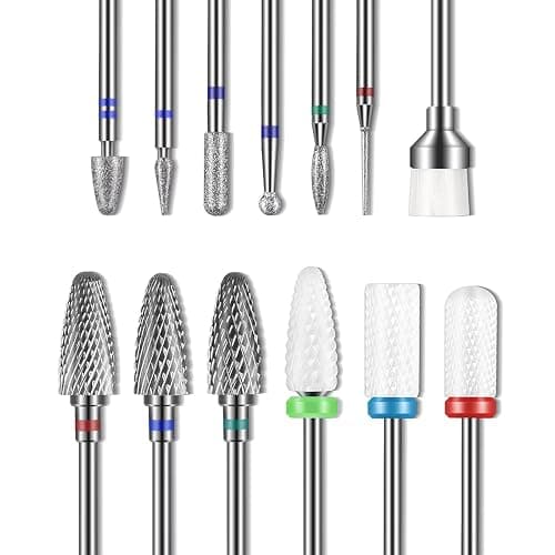 GazePlus 13PCS Nail Drill Bits Set, 3/32” Professional Nail Drill Bits, Tungsten Carbide Ceramic Efile Cuticle Remover Bits with Brush, Brocas para uñas for Home Salon Nail Manicure - Image 1