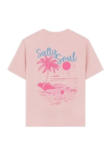 QJQ Girl's Graphic T Shirts Cute Short Sleeve Crewneck Tees Summer Tropical Trendy Preppy Tops Clothes - Image 1