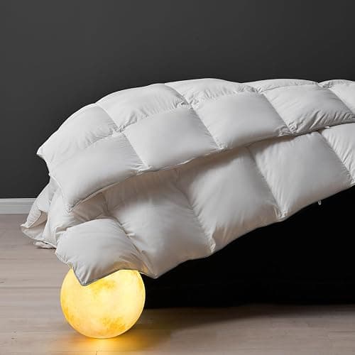 DWR Superior Luxury Feather Down Comforter Queen Size, Ultra-Soft Rose-Silk Cotton Blend Fabric, High FP All Season Medium Warmth Bed Duvet Insert(90"x90", White) - Image 1