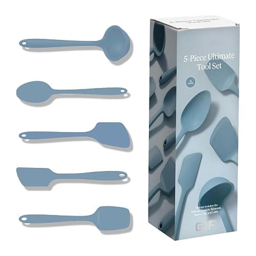 GIR: Get It Right 5-Piece Silicone Ultimate Kitchen utensils set - Ladle, Spatula, Flip, Spoon & Spoonula - Non toxic cooking utensils for Nonstick Cookware, Cooking and Baking - Slate - Image 1