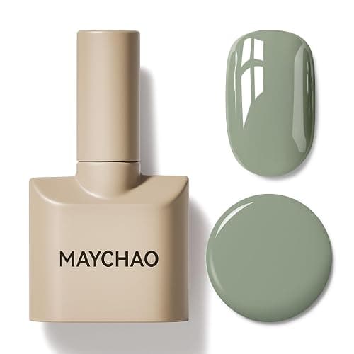 MAYCHAO Gel Nail Polish, 15ML Sage Green Gel Nail Polish, Soak Off UV LED Nail Varnish Nail Art Starter Manicure Salon DIY at Home, 0.5 OZ - Image 1