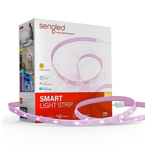 Sengled Smart Zigbee Multicolor Light Strip, 2M (6.56ft) Base Kit, Hub Required, Also Compatible with Alexa & Google Assistant, RGBW, Extendable, High Brightness, 1400Lumens (E1G-G8E) - Image 1