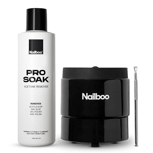 Nailboo Acetone Nail Polish Remover & Heated Soak Off Bowl Kit – Pure Acetone 16fl oz & Electric Nail Removal System for Dip Powder, Gel Polish, Acrylic & Press Ons - Image 1