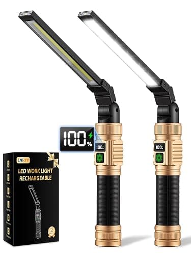 LNRYY 2Pack Rechargeable Magnetic LED Work Light/Flashlight for Mechanics | All Aluminum, 1500 High Lumens, Digital Display, 360° Rotation, 7 Modes, for Car Repairing, Workshop, Gifts for Father - Image 1