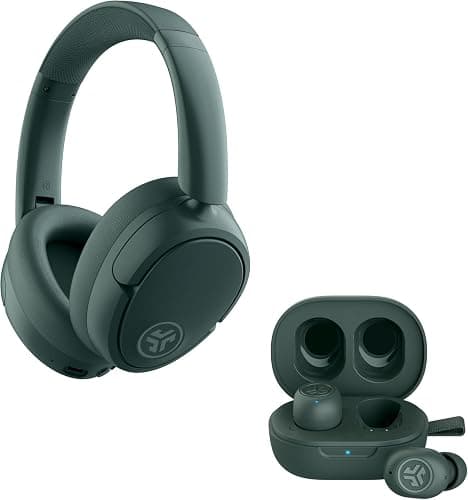 JLab Sage Audio Bundle: JBuds Lux ANC Wireless Premium Over-Ear Bluetooth Headset with Hybrid Active Noise Cancelling Plus JBuds Mini True Wireless Bluetooth Earbuds + Charging Case & Keychain - Image 1