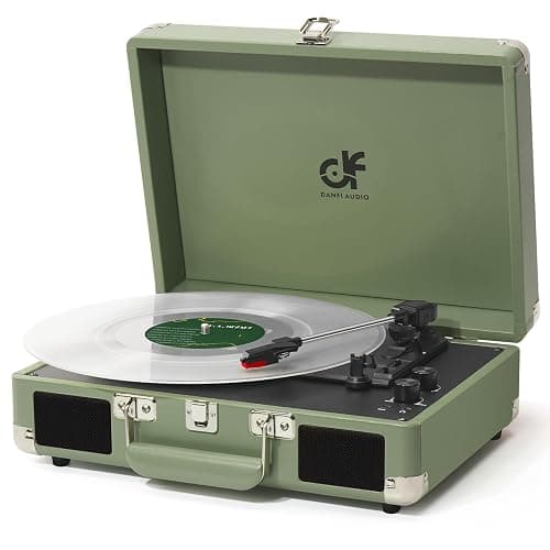 Vinyl Record Player 3 Speed Portable Suitcase Record Player with Treble & Bass Control, Built-in Speakers, 3.5mm Headphone Jack, RCA-Out/Aux in, Vintage Belt-Driven Turntable, Sage Green - Image 1