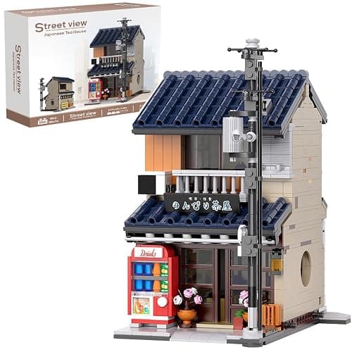 RAVAYO Japanese Tea House Mini Building Set with LED - Japanese Street View Simulation Architecture Construction Toy,Mini Brick 1219pcs - Image 1